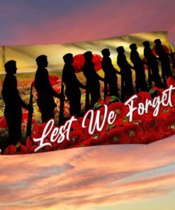 Anzac Day. Lest We Forget Veteran Day Grommet Flag Horizontal NTT130GF