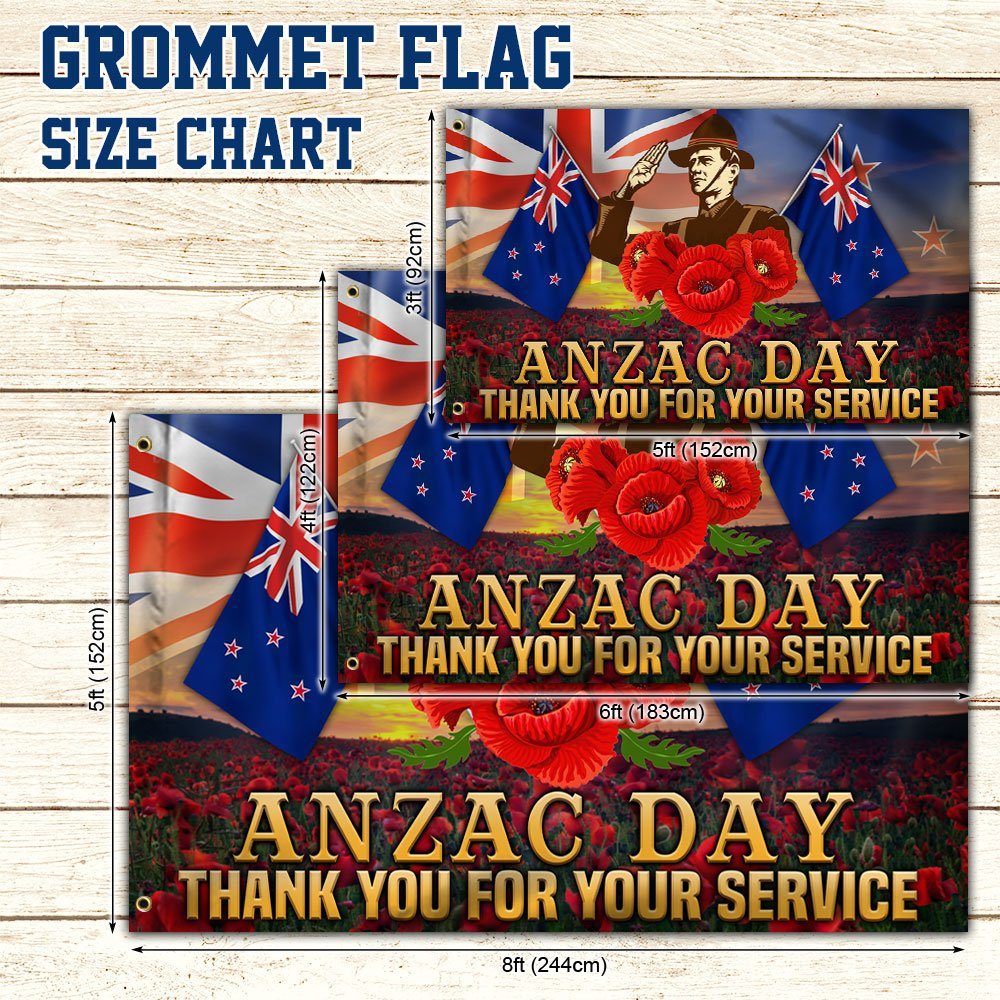 Anzac Day Flag New Zealand Grommet Flag Thank You For Your Service QTR07GF - Image 5
