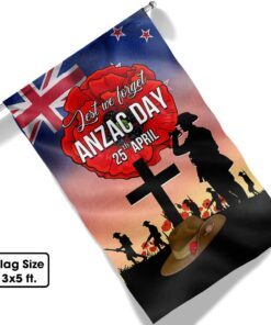 anzac day flag new zealand lest we forget 25th april tqn1033f 7885