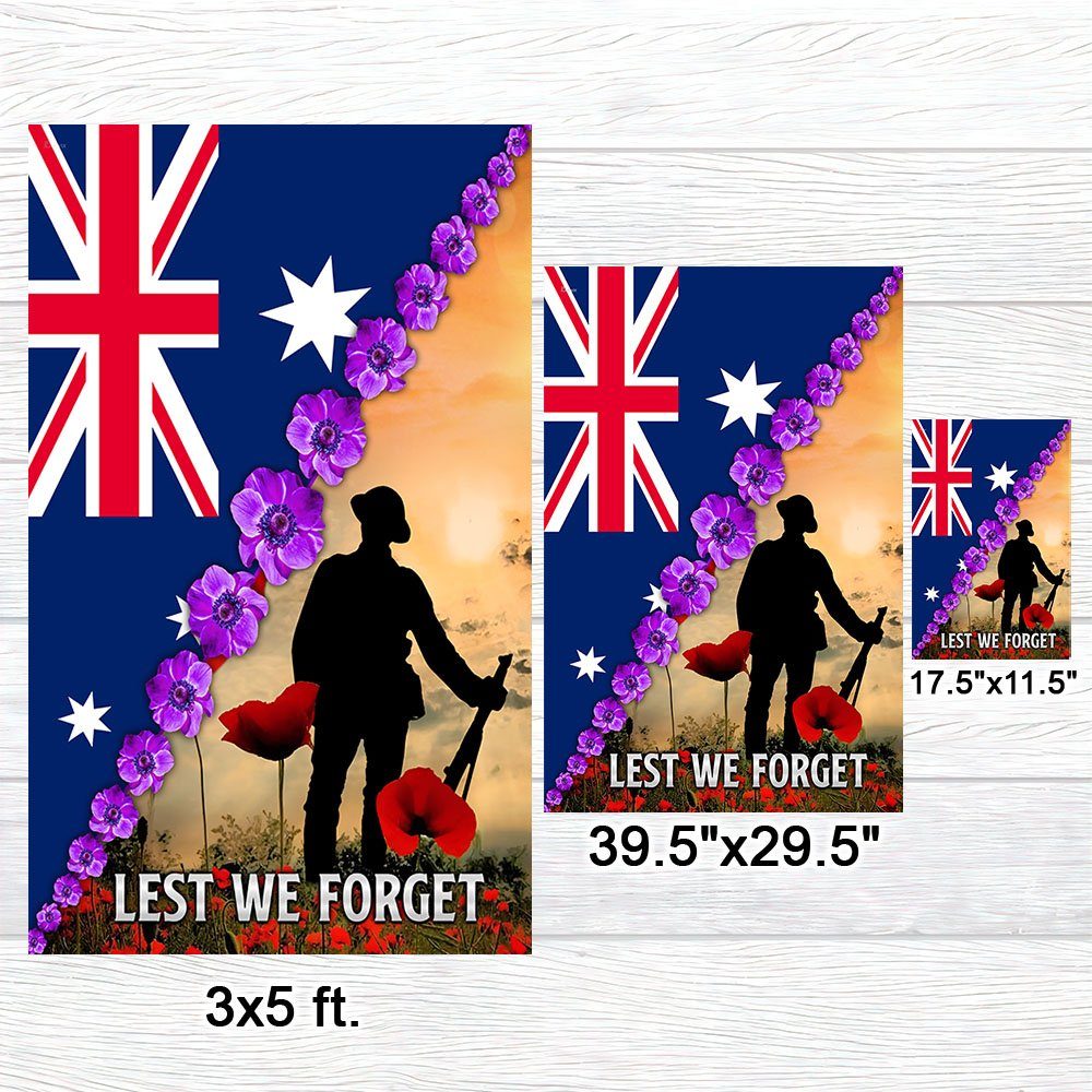 Anzac Day Lest We Forget Purple Poppy Australia Veteran Flag MLN925F - Image 7
