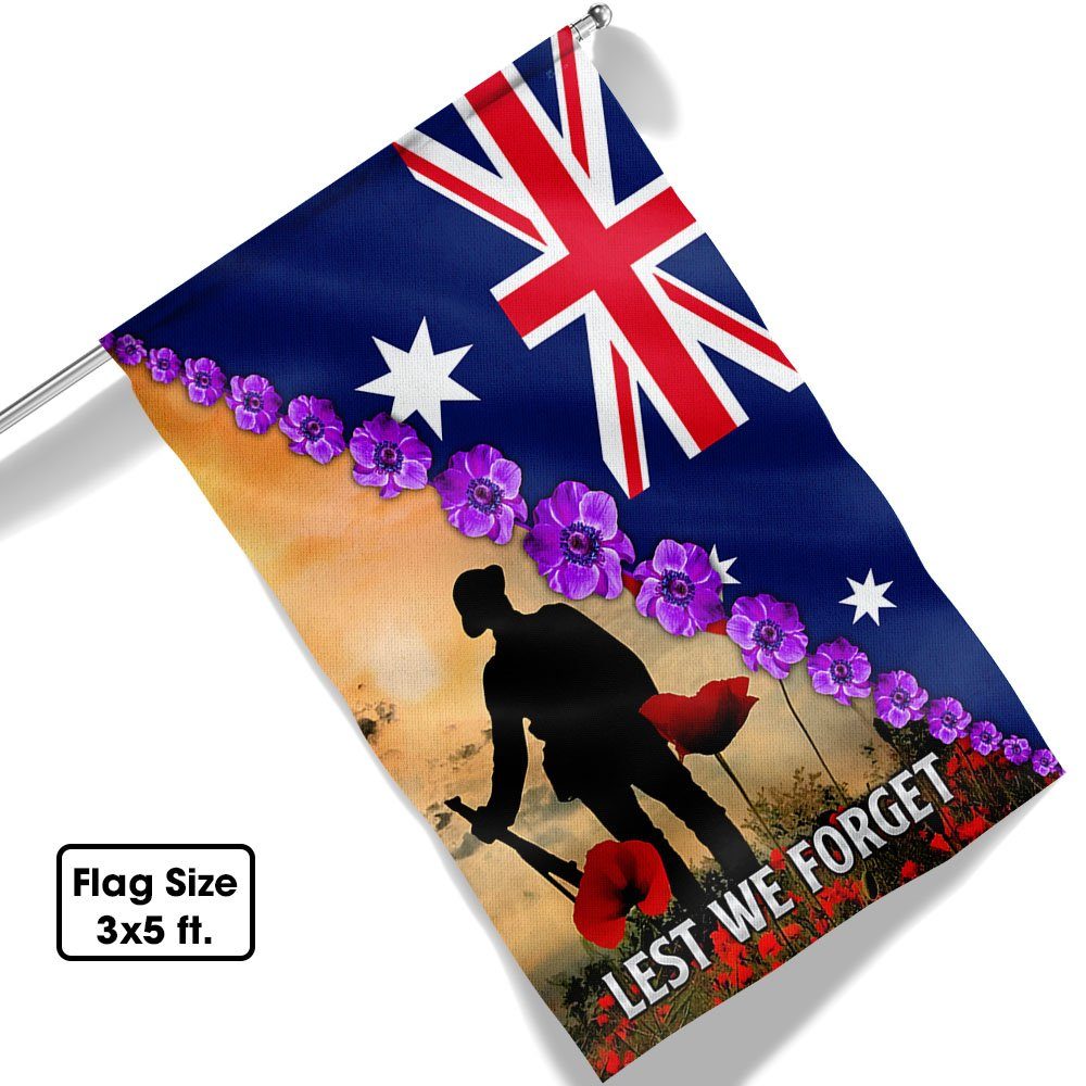 Anzac Day Lest We Forget Purple Poppy Australia Veteran Flag MLN925F - Image 6