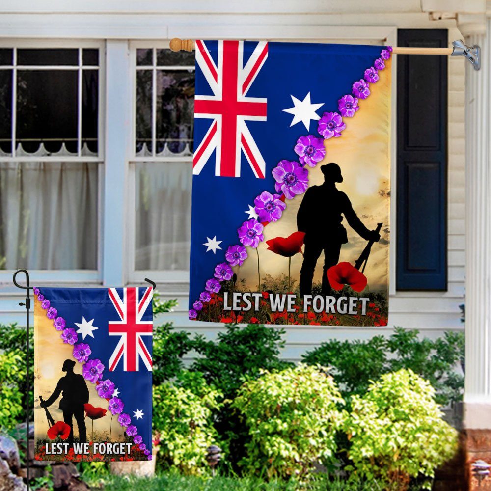 Anzac Day Lest We Forget Purple Poppy Australia Veteran Flag MLN925F - Image 4
