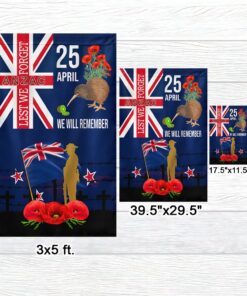 anzac day new zealand flag lest we forget 25 april we will remember flag mln1217f 3444