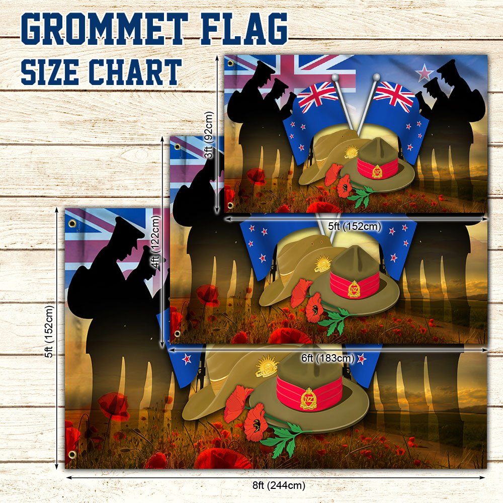 Anzac Day New Zealand Grommet Flag Lest We Forget TQN193GF - Image 4