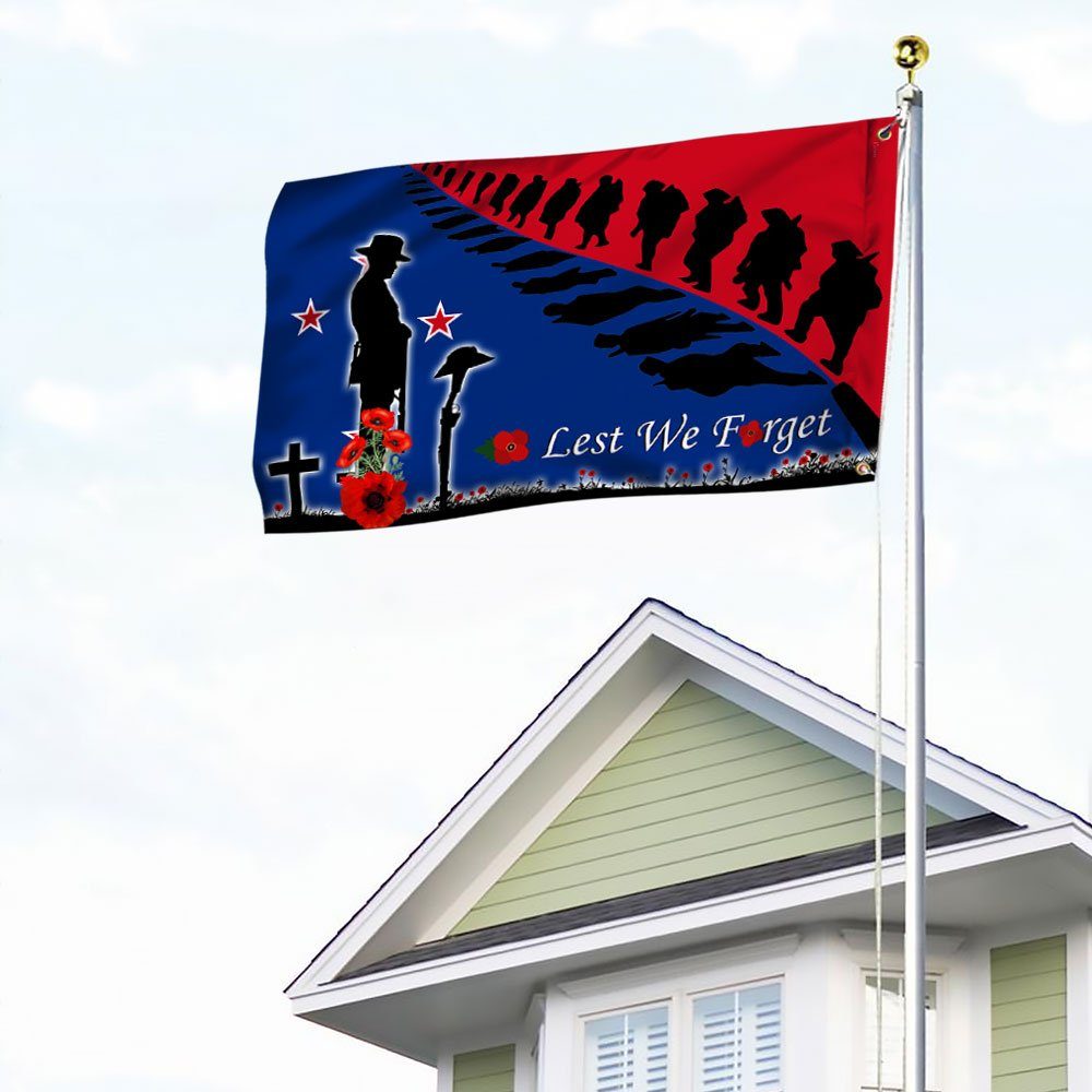 Anzac Day New Zealand Lest We Forget Grommet Flag LHA1748GFv2 - Image 4