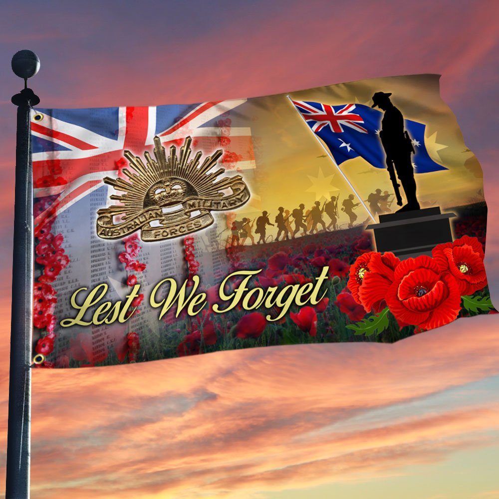 Anzac Day Poppy Australian Grommet Flag Lest We Forget DDH3363GF