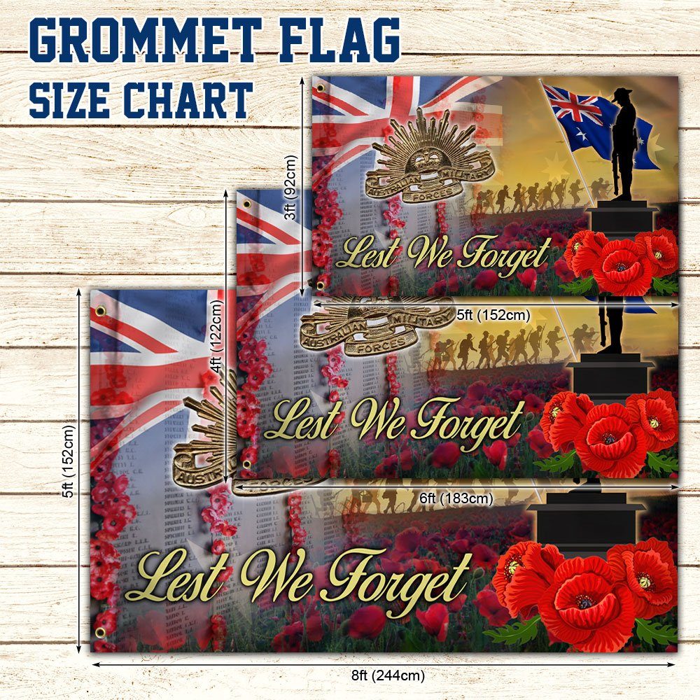 Anzac Day Poppy Australian Grommet Flag Lest We Forget DDH3363GF - Image 5