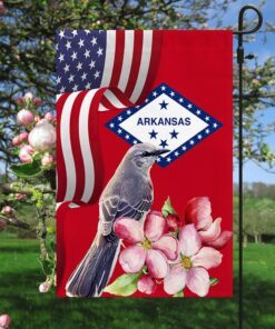 Arkansas State Apple Blossom Flower and Mockingbird Flag MLN1141Fv16