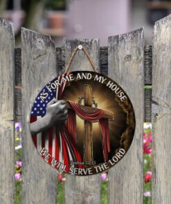 as for me and my house, we will serve the lord round wooden sign thb3255wd 1827