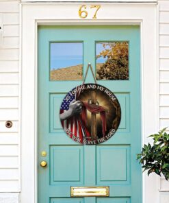 as for me and my house, we will serve the lord round wooden sign thb3255wd 4805