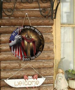 as for me and my house, we will serve the lord round wooden sign thb3255wd 5363