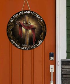 as for me and my house, we will serve the lord round wooden sign thb3255wdv1 1737