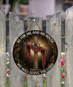 as for me and my house, we will serve the lord round wooden sign thb3255wdv1 1882
