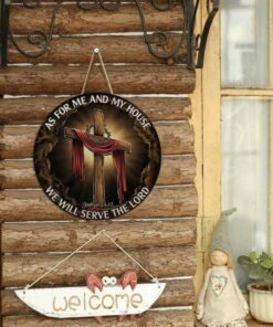 as for me and my house, we will serve the lord round wooden sign thb3255wdv1 4474