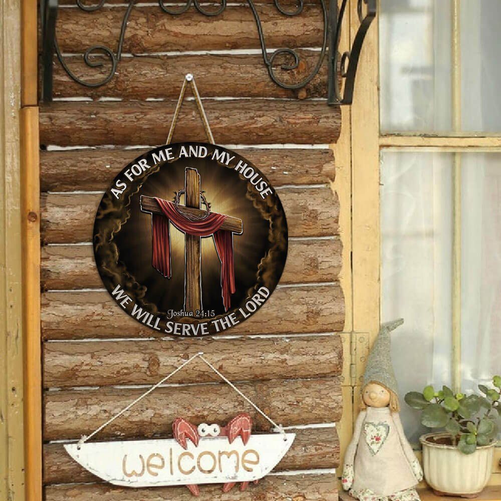 As For Me And My House, We Will Serve The Lord Round Wooden Sign THB3255WDv1 - Image 2