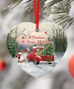 at christmas all roads lead home ceramic ornament 3752