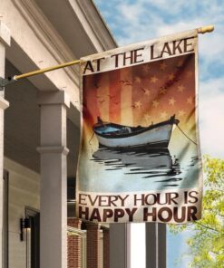 At The Lake Every Hour Is Happy Hour Flag