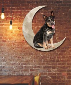 Australian Cattle Dog Heeler And Moon Hanging Metal Sign QNK879MSv19