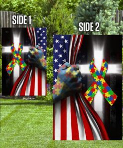 autism awareness cross flag 1731