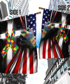 autism awareness cross flag 3622