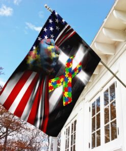 autism awareness cross flag 3996
