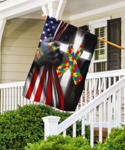 autism awareness cross flag 7935