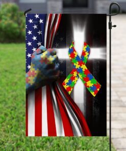 autism awareness cross flag 8229