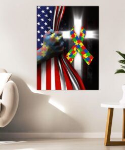 Autism Awareness Cross Hanging Metal Sign QNN08MS