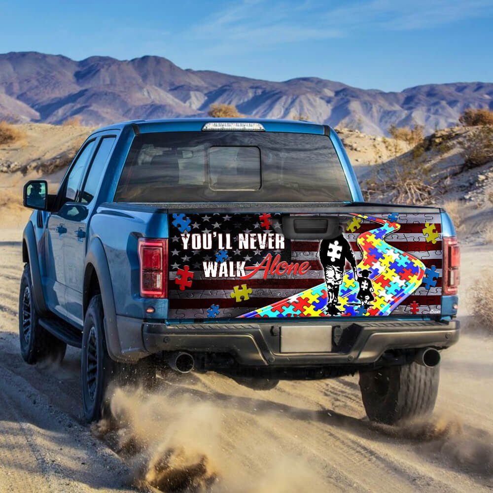 Autism Awareness Never Walk Alone Truck Tailgate Decal Sticker Wrap - Image 2