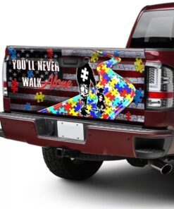 autism awareness never walk alone truck tailgate decal sticker wrap 1920