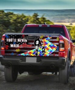 autism awareness never walk alone truck tailgate decal sticker wrap 6359