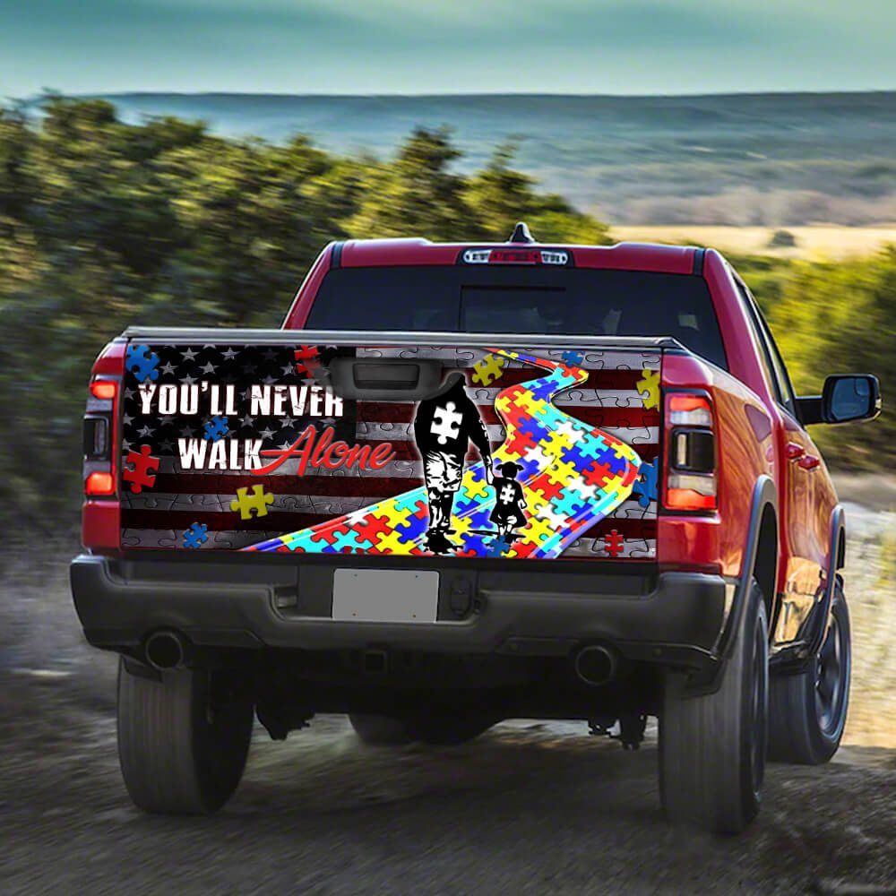 Autism Awareness Never Walk Alone Truck Tailgate Decal Sticker Wrap - Image 3