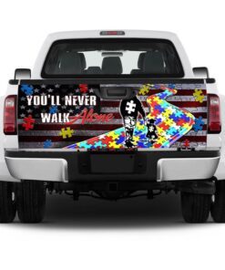 autism awareness never walk alone truck tailgate decal sticker wrap 8780