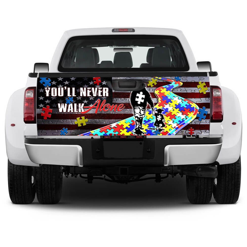 Autism Awareness Never Walk Alone Truck Tailgate Decal Sticker Wrap - Image 5