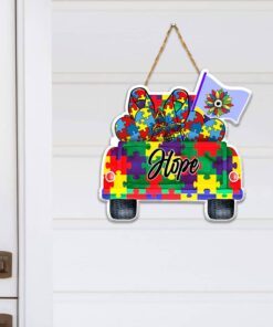 Autism Custom Wooden Sign Hope Car Awareness Custom Decor NTT42WDv1