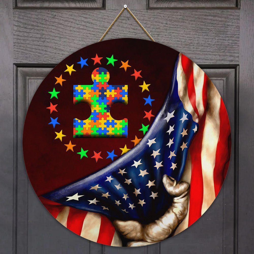 Autism Is Not A Disability It's A Different Ability Autism Awareness Round Wooden Sign QNN57F