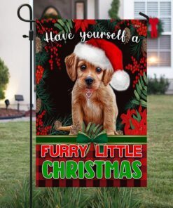 baby golden retriever flag have yourself a furry little christmas ttv376f 1913