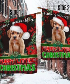 baby golden retriever flag have yourself a furry little christmas ttv376f 6569