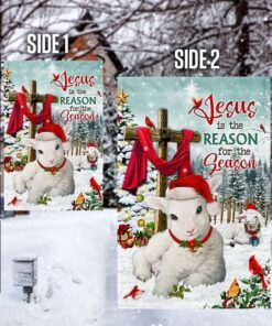 baby lamb and jesus cross flag jesus is the reason for the season mlh1979f 3577