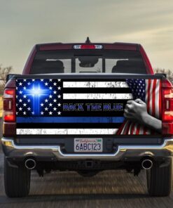 Back The Blue Christian Cross Truck Tailgate Decal Sticker Wrap