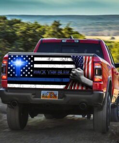 back the blue christian cross truck tailgate decal sticker wrap 4036