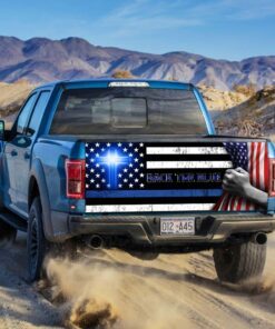 back the blue christian cross truck tailgate decal sticker wrap 4625