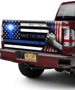 back the blue christian cross truck tailgate decal sticker wrap 5510