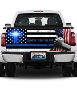 back the blue christian cross truck tailgate decal sticker wrap 6375