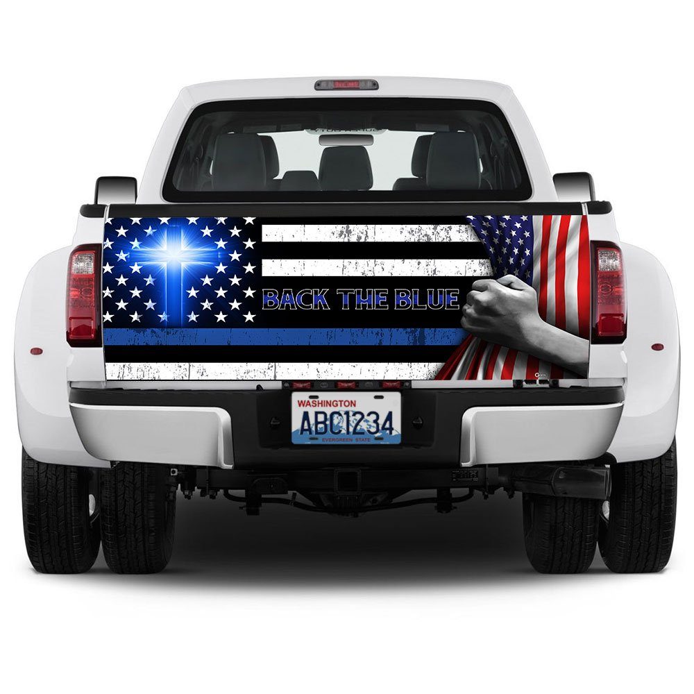 Back The Blue Christian Cross Truck Tailgate Decal Sticker Wrap - Image 5