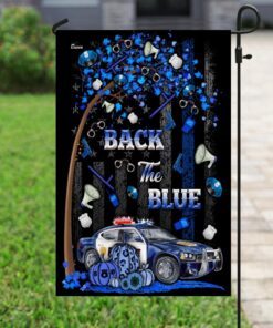 back the blue police car halloween flag 1120