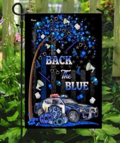 back the blue police car halloween flag 1652