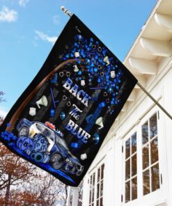 back the blue police car halloween flag 7897