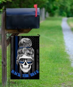 back the blue skull lady flag 1049