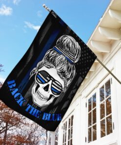 back the blue skull lady flag 1481